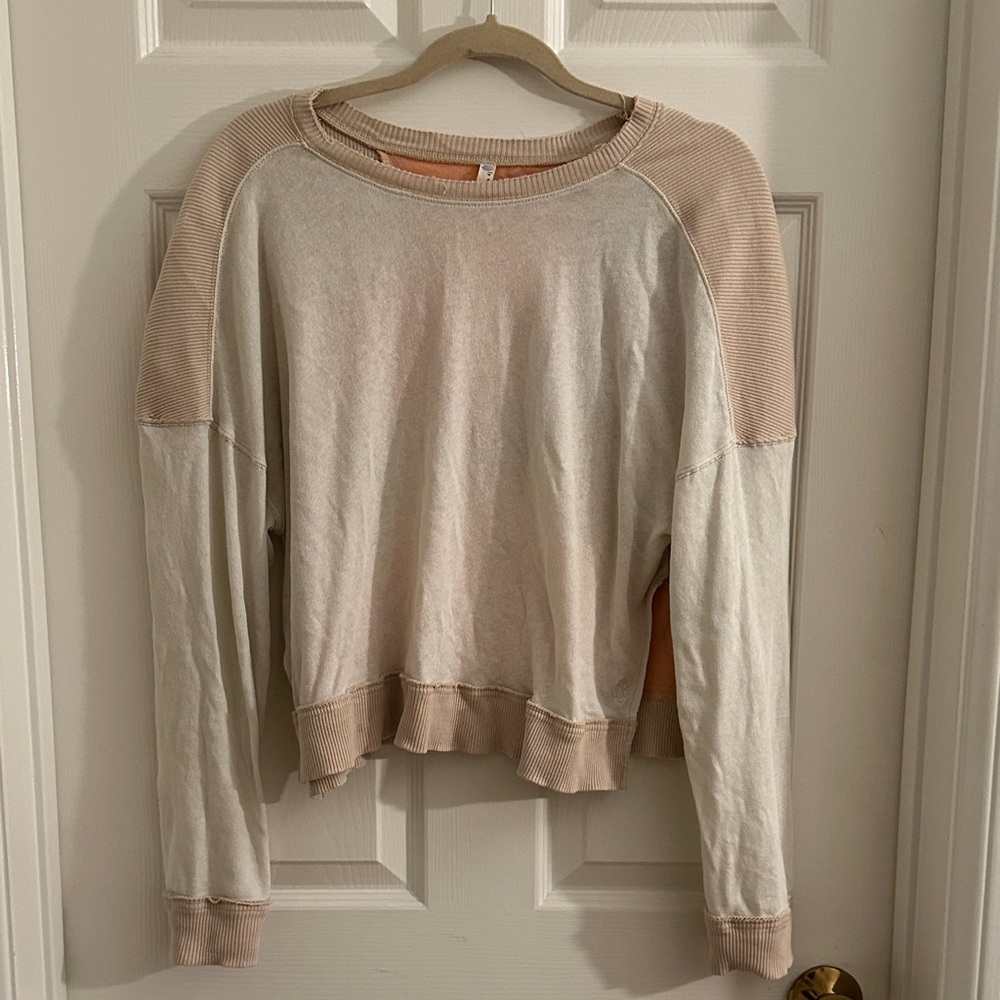 Free people Cream and Tan Long Sleeve top